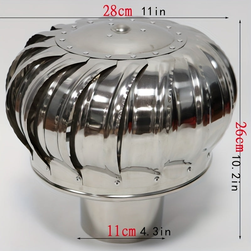 Stainless Steel Non-Powered Roof Ventilation Cap, Non-Electric Roof Ventilator, Suitable for Air Circulation in Homes, Factories, Balconies and Farms