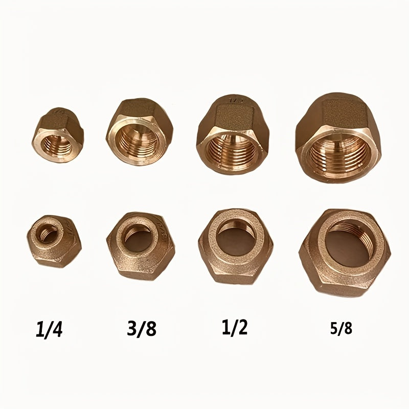 2pcs - High quality brass hexagon nut refrigeration accessories - 1/4 inch, 5/16 inch, 3/8 inch 1/2 inch, 5/8 inch, 3/4 inch, with hexagonal copper pipe nipple nuts, corrosion resistant