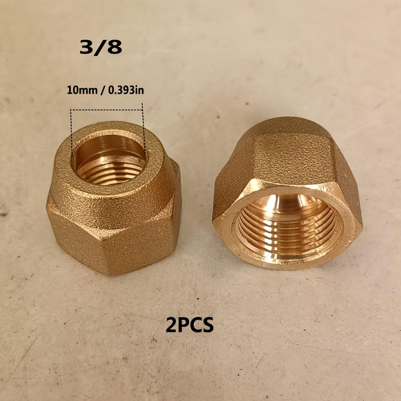 2pcs - High quality brass hexagon nut refrigeration accessories - 1/4 inch, 5/16 inch, 3/8 inch 1/2 inch, 5/8 inch, 3/4 inch, with hexagonal copper pipe nipple nuts, corrosion resistant
