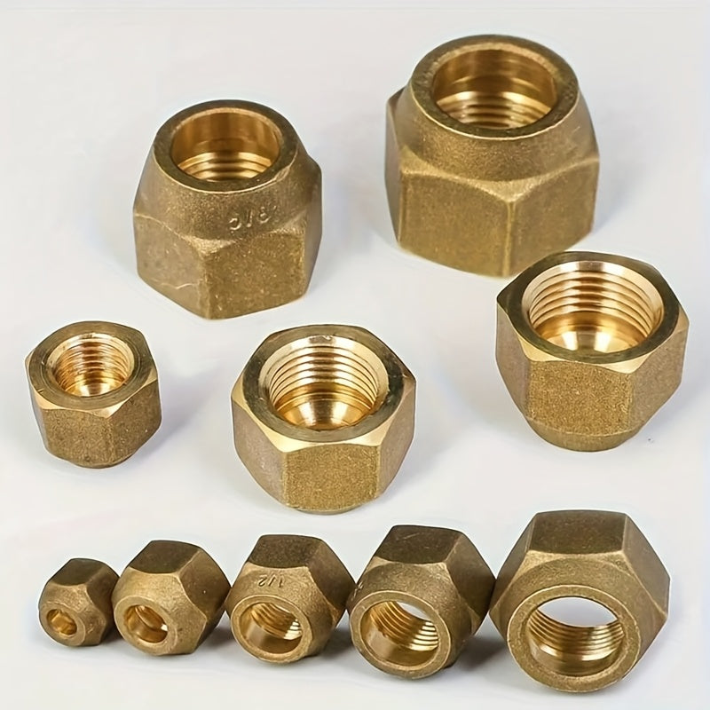 2pcs - High quality brass hexagon nut refrigeration accessories - 1/4 inch, 5/16 inch, 3/8 inch 1/2 inch, 5/8 inch, 3/4 inch, with hexagonal copper pipe nipple nuts, corrosion resistant