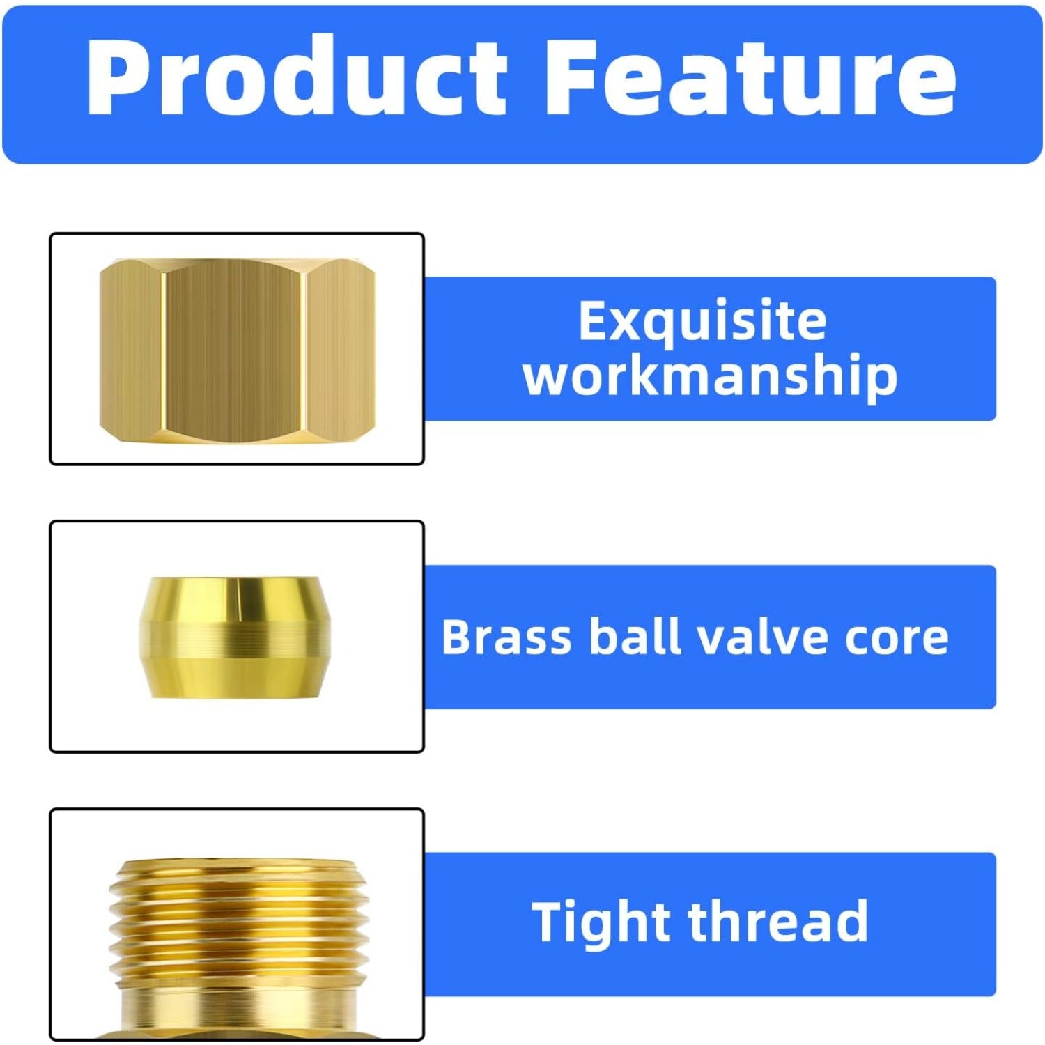 5pcs Heavy-Duty Brass Compression Fittings - 8mm OD Industrial-Grade Press Connect Joints, Hydraulic/Hydrostatic Seal for Fluid Systems (Water, Air, Oil) - for /EU Pipe Standards