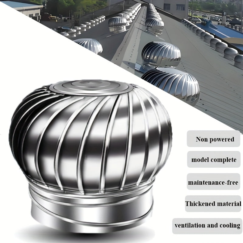 Stainless Steel Roof Ventilation Rotating Ball, 250mm-450mm, No-Power Windproof Exhaust Cooling Cap, Ideal for Factory Roof Low Cost Ventilation, Ventilation Ball|Stainless Steel Ball|Durable Construction