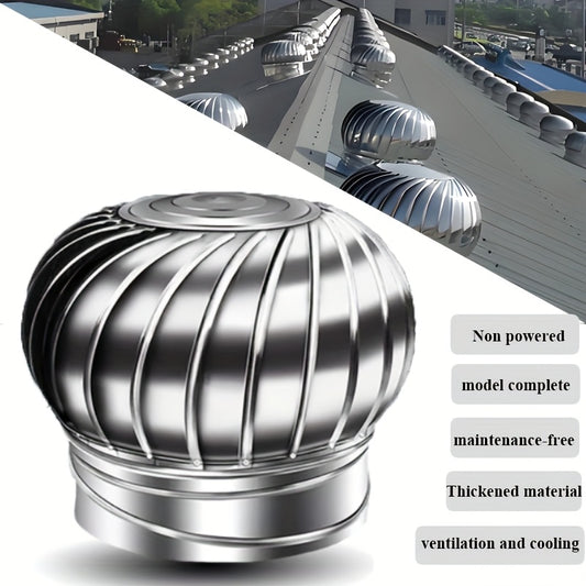 Stainless Steel Roof Ventilation Rotating Ball, 250mm-450mm, No-Power Windproof Exhaust Cooling Cap, Ideal for Factory Roof Low Cost Ventilation, Ventilation Ball|Stainless Steel Ball|Durable Construction