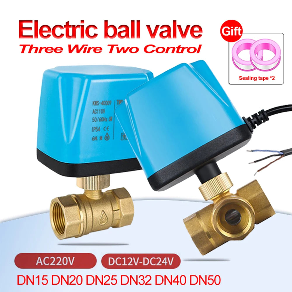 AC220V DC12V-24V Three-wire Two-control Solar Central Air Conditioning Fan Coil Electric Ball Valve