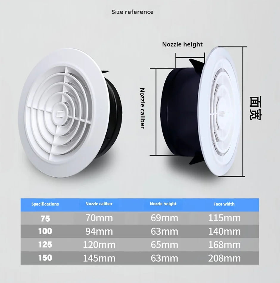 Various Shapes Air Vent Extract Valve Grille Air Circulation Vents Cover 100/150mm Round Ducting Ventilation Cover Accessories