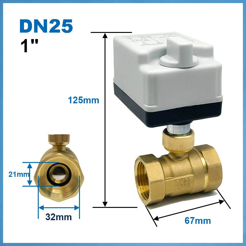 1/2” 3/4” 1” 1-1/4” 1-1/2” Electric Ball Valve With Manual Switch AC220V DC12V DC24V 2-Way Brass Ball Valve With Actuator 3-Wire