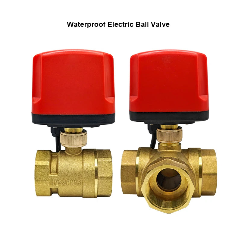 Motorized Ball Valve 2-Wire/3-Wire Waterproof IP65 Two-Way/Three-Way Electric Water Valves Female Thread 12V 24V 220V DN15-DN50