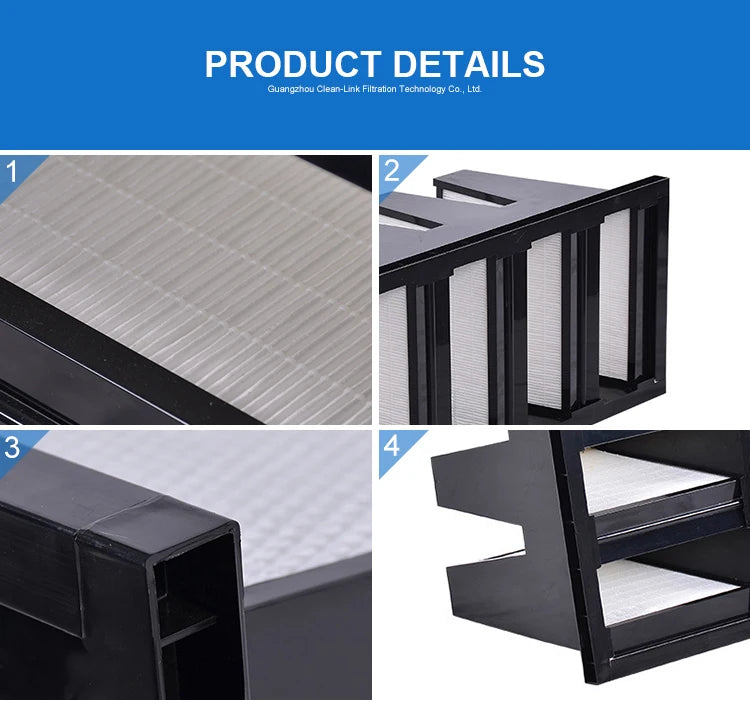 V BANK Filter F7 F8 F9/ABS Plastic Frame Rigid Filter For Ac System 592x592x292 Mm Gas Turbine Air Filter