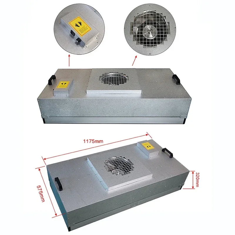 Stainless Steel 575 * 575 1175 * 575 Laminar Flow Hood Ffu Fan Filter Unit Hepa 0.3um 99.99% Mushroom