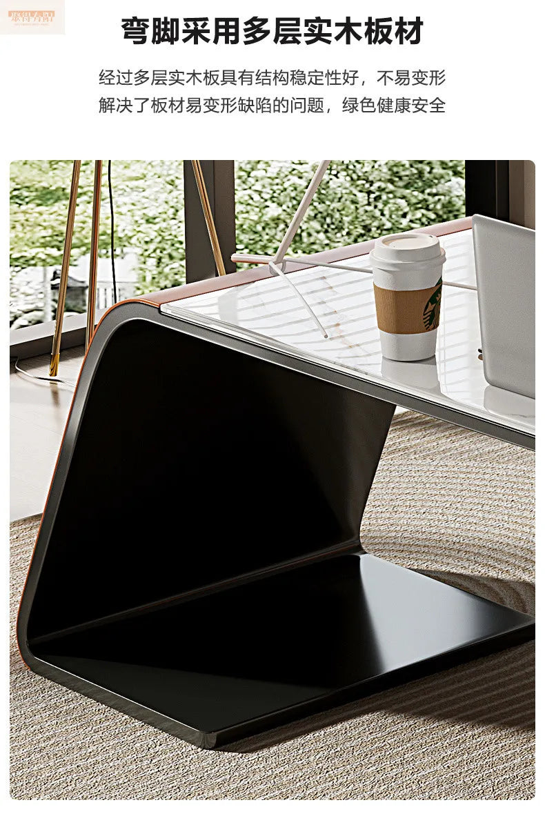 Italian high-end designer large long boss table corner solid wood light luxury minimalist desk living room desk computer table