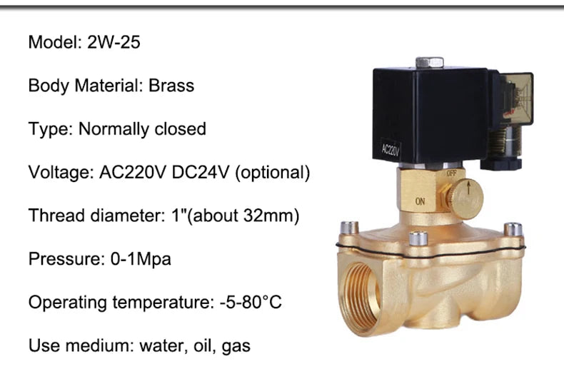 1/2" 3/4" 1" 1-1/4" 1-1/2" 2" Brass Electric Solenoid Valve With Manual Emergency Switch AC220V DC24V For Water Oil Air