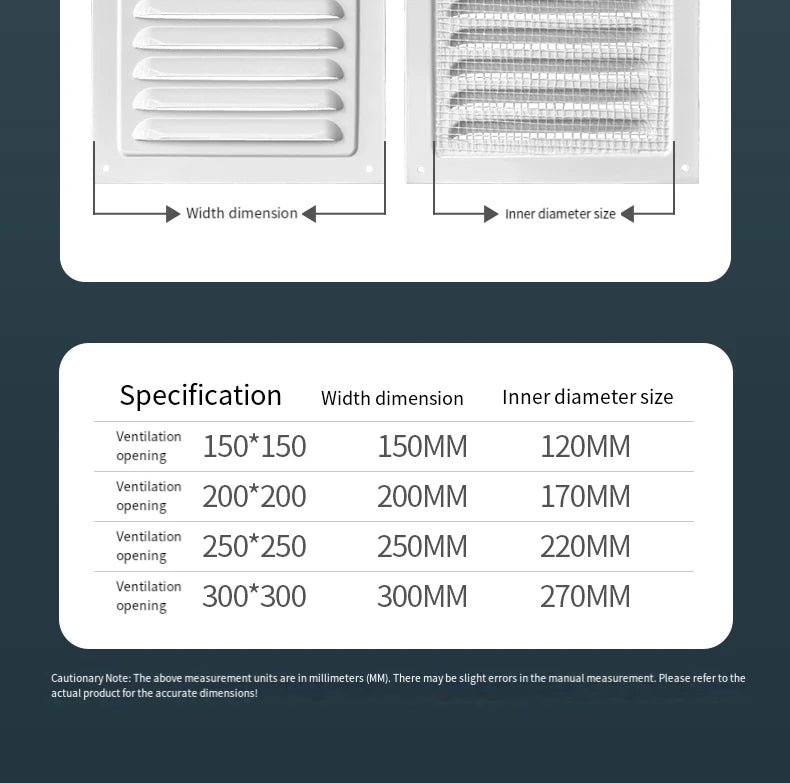 1Pcs Aluminum Alloy Rainproof Louver Vent Grille Cover for Wall Exhaust Outlet, Perforated Ventilation Heat Dissipation Dust
