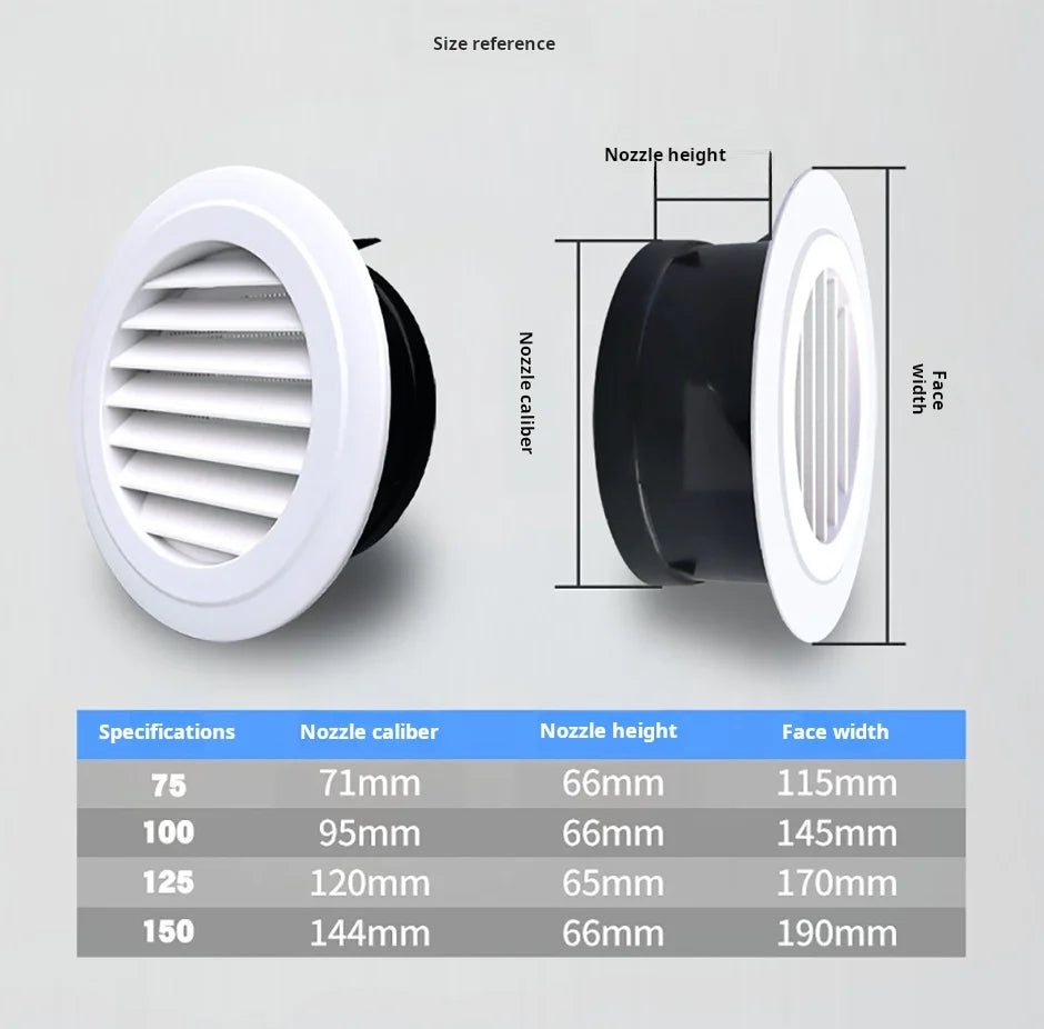 Various Shapes Air Vent Extract Valve Grille Air Circulation Vents Cover 100/150mm Round Ducting Ventilation Cover Accessories