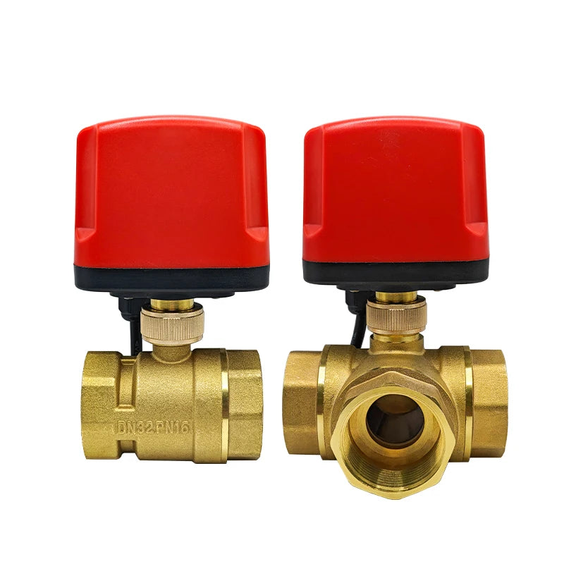 Motorized Ball Valve 2-Wire/3-Wire Waterproof IP65 Two-Way/Three-Way Electric Water Valves Female Thread 12V 24V 220V DN15-DN50
