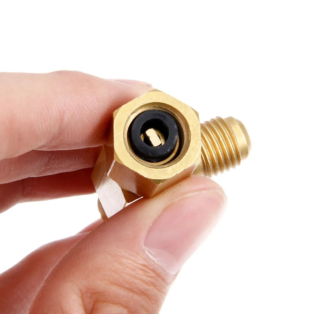 1pc T Type Adapter Tee Adapter 1/4X1/4X1/4" SAE Flare Add Gauge Deep Vacuum Pump/Manifold Set Solid Brass Tee Adapter