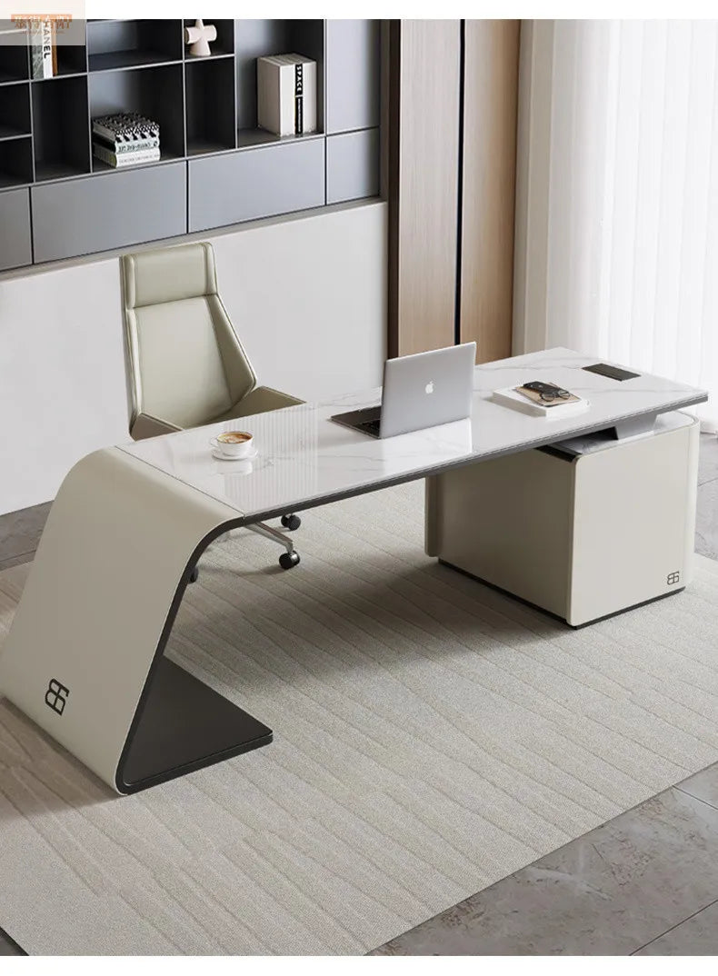 Italian high-end designer large long boss table corner solid wood light luxury minimalist desk living room desk computer table