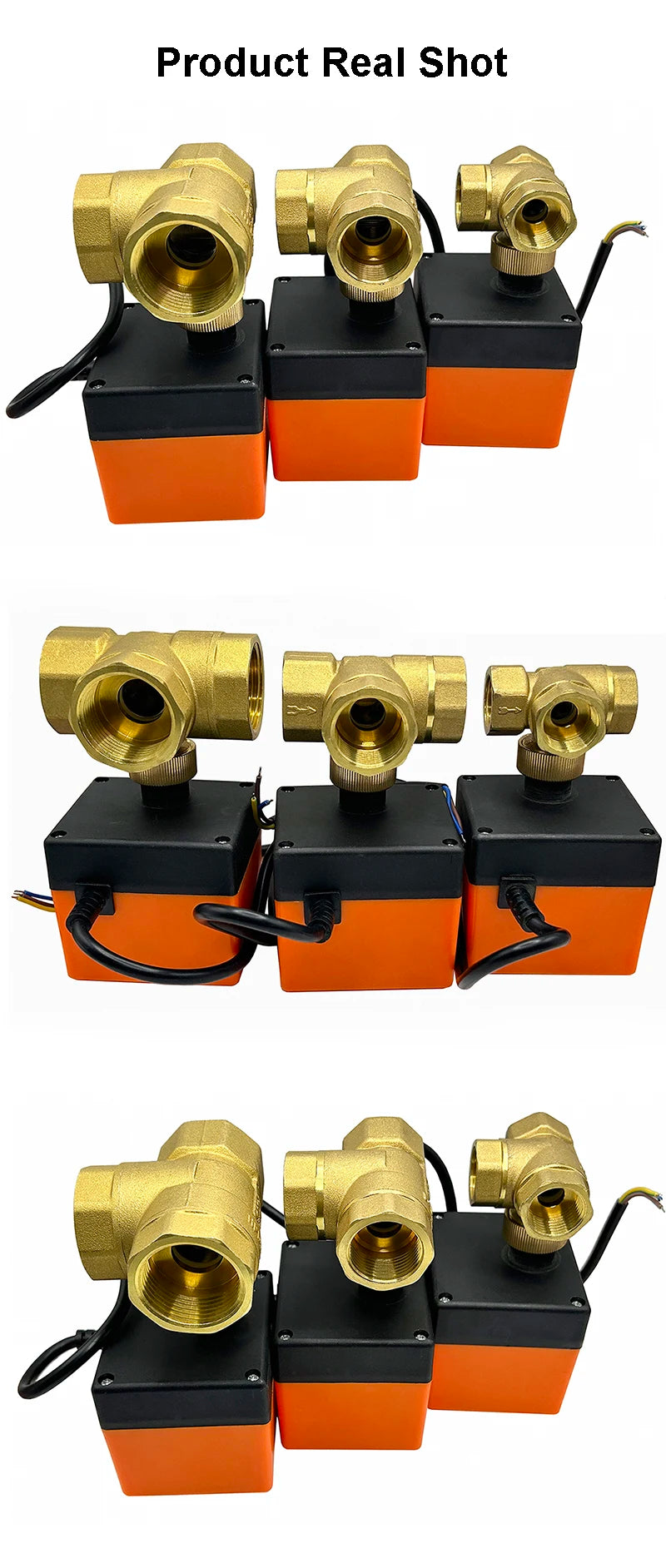 1/2" 3/4" 1" 1-1/4" 1-1/2" 3 Way Motorized Ball Valve T/L Type 220V 24V 12V 3 Wire 2 Control Electric Ball Valve