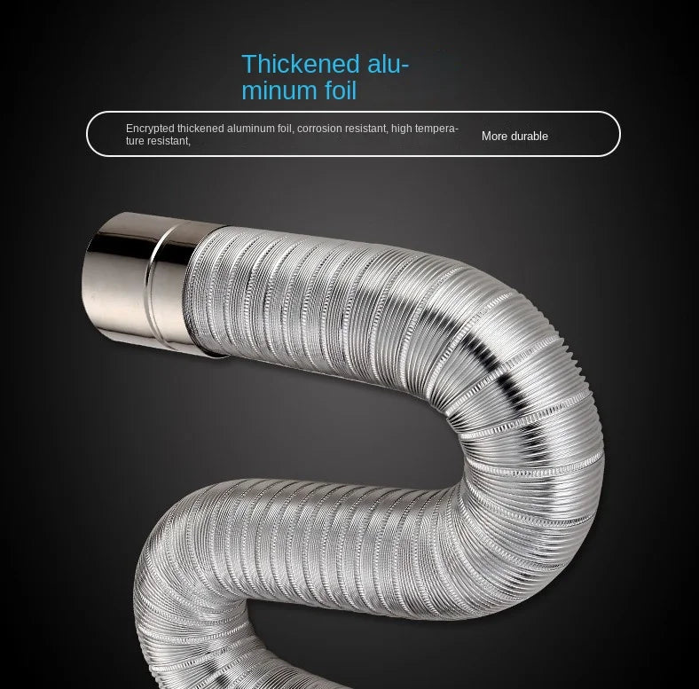 ∅70mm 1m Aluminum Semi-flexible Pipe with Stainless Steel Connector Smoke Exhaust Tube of Water Heater/Bathroom Ventilation Duct