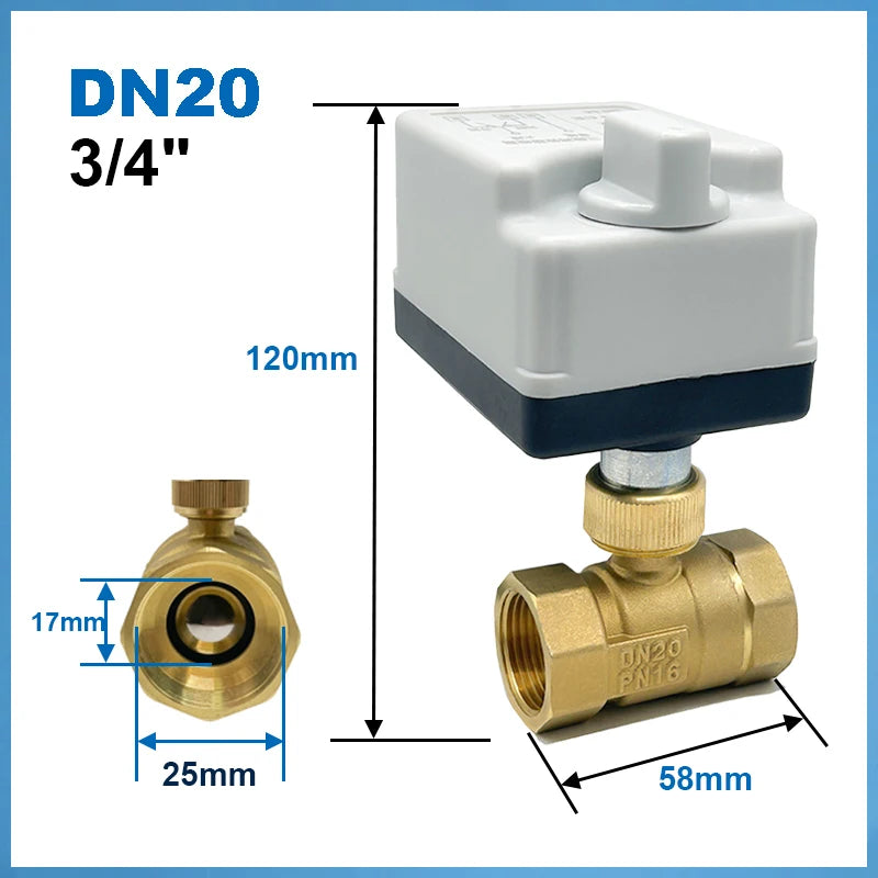 1/2” 3/4” 1” 1-1/4” 1-1/2” Electric Ball Valve With Manual Switch AC220V DC12V DC24V 2-Way Brass Ball Valve With Actuator 3-Wire