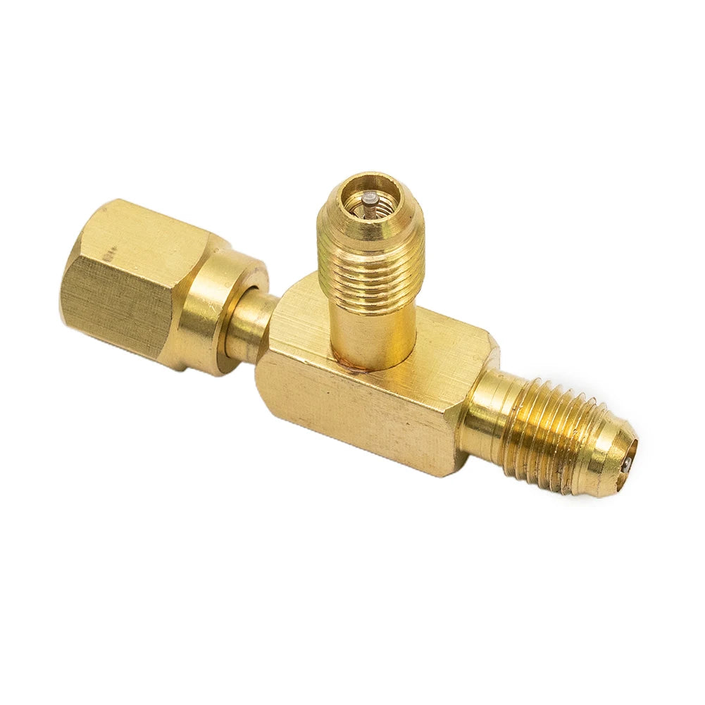 1pc T Type Adapter Tee Adapter 1/4X1/4X1/4" SAE Flare Add Gauge Deep Vacuum Pump/Manifold Set Solid Brass Tee Adapter