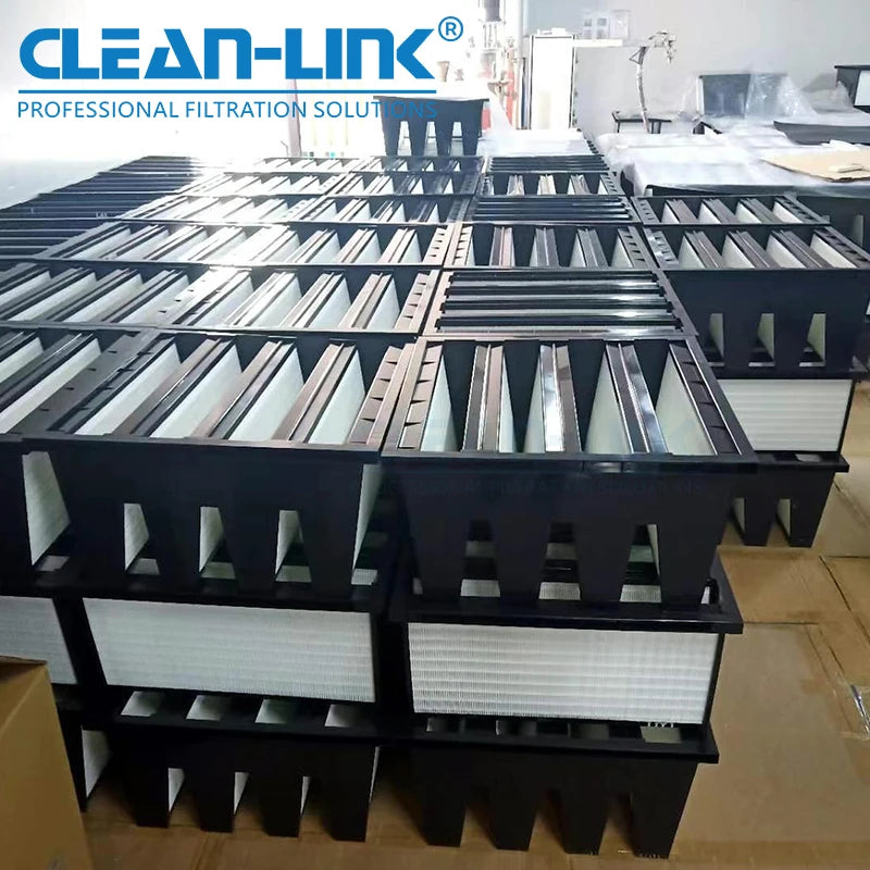 V BANK Filter F7 F8 F9/ABS Plastic Frame Rigid Filter For Ac System 592x592x292 Mm Gas Turbine Air Filter