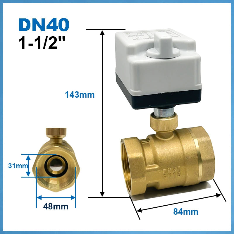 1/2” 3/4” 1” 1-1/4” 1-1/2” Electric Ball Valve With Manual Switch AC220V DC12V DC24V 2-Way Brass Ball Valve With Actuator 3-Wire