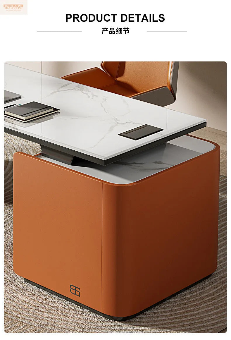 Italian high-end designer large long boss table corner solid wood light luxury minimalist desk living room desk computer table