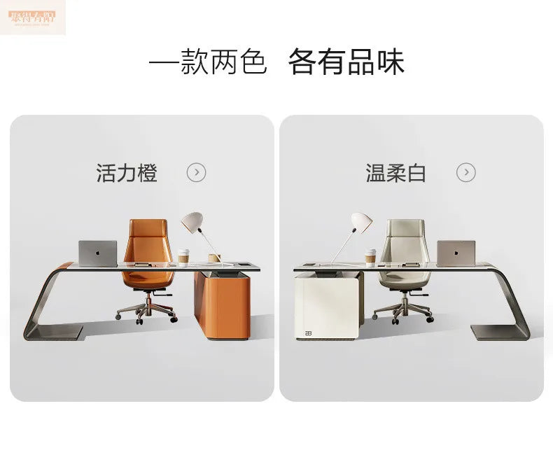 Italian high-end designer large long boss table corner solid wood light luxury minimalist desk living room desk computer table