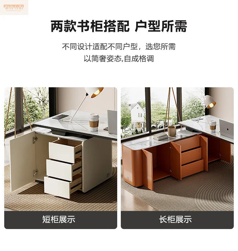 Italian high-end designer large long boss table corner solid wood light luxury minimalist desk living room desk computer table