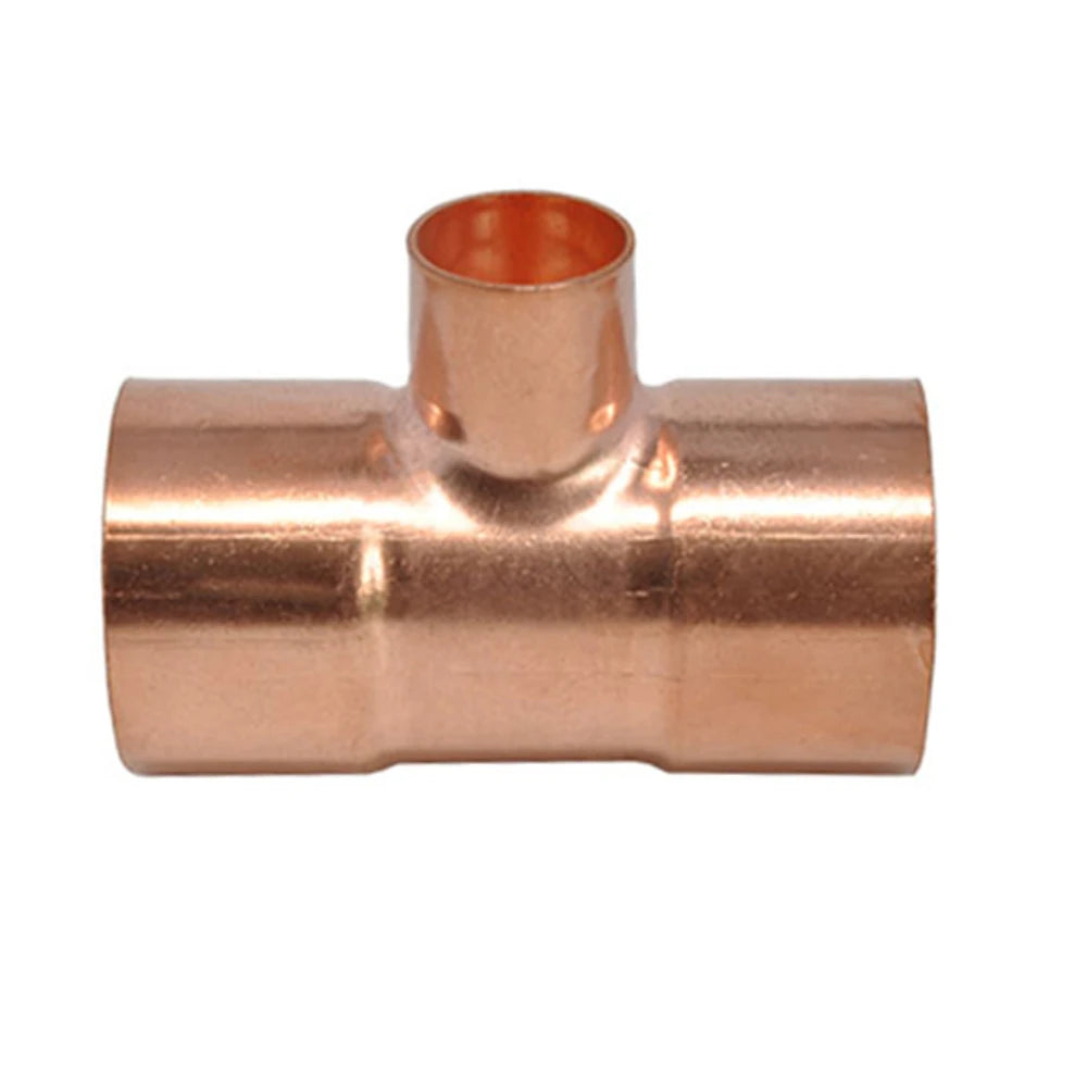 1/4" 3/8" 1/2" 8 10 14 15 16 19 22 25-159mm ID Copper End Feed Solder Reducing Tee 3 Ways Plumbing Fitting For Air Conditioner