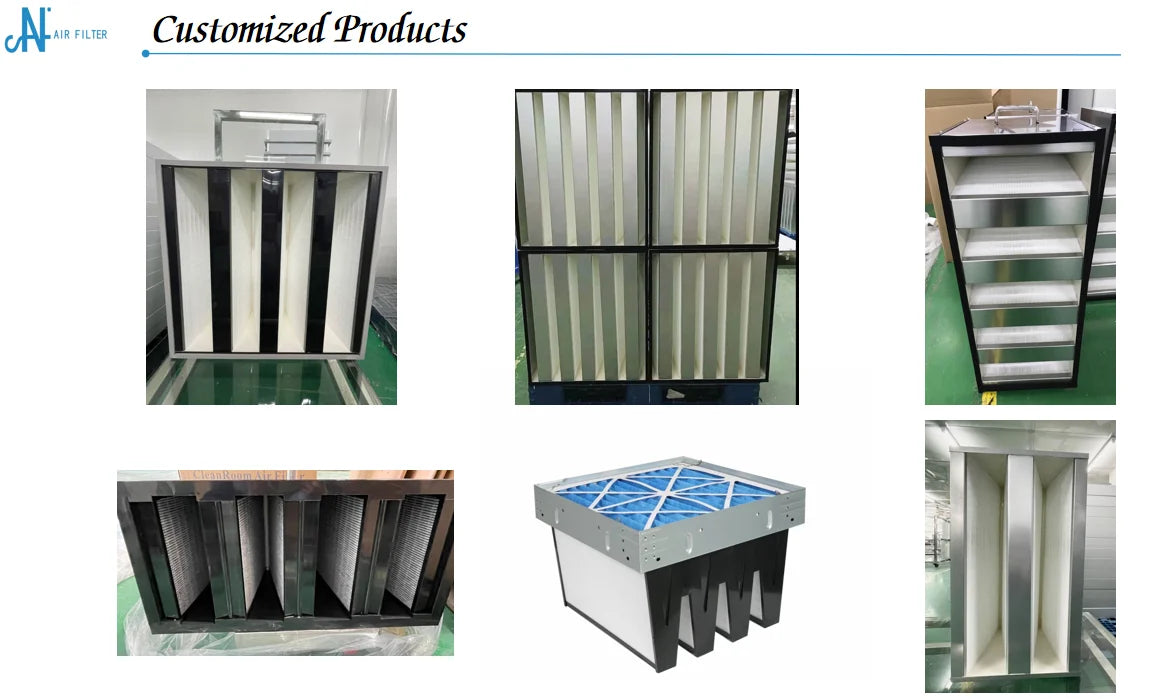 Multi Functional Quality Assurance Plastic Frame Mushroom V Bank Compact H14 Hepa Filter