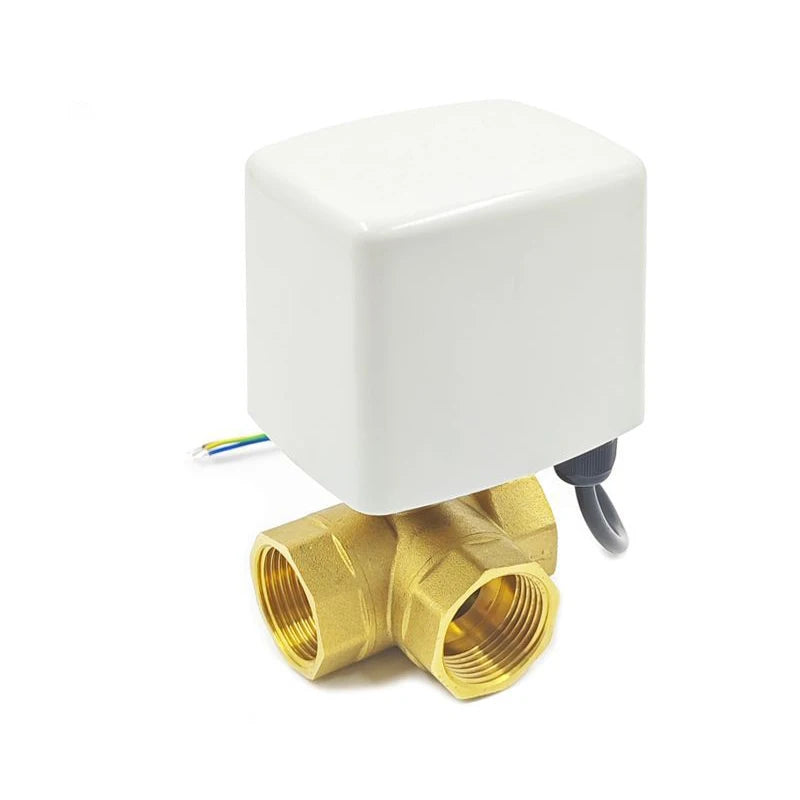 1/2" 3/4" 1" 1-1/4" 1-1/2" Brass 3-Way Electric Ball Valve Three Wire Two Control AC220V DC24V DC12V AC24V