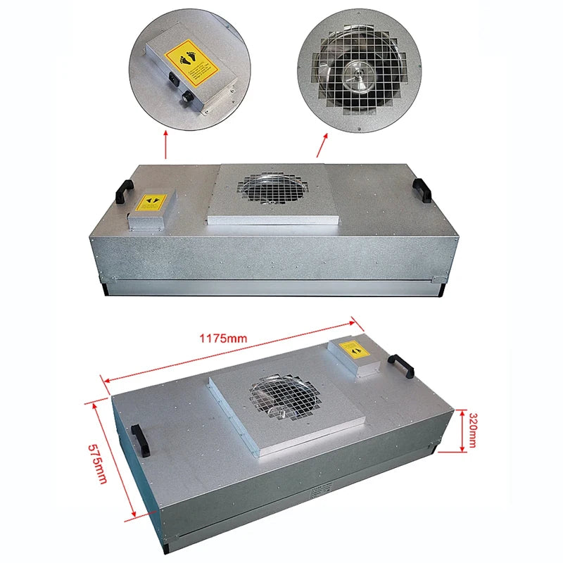 Stainless Steel 575 * 575 1175 * 575 Laminar Flow Hood Ffu Fan Filter Unit Hepa 0.3um 99.99% Mushroom