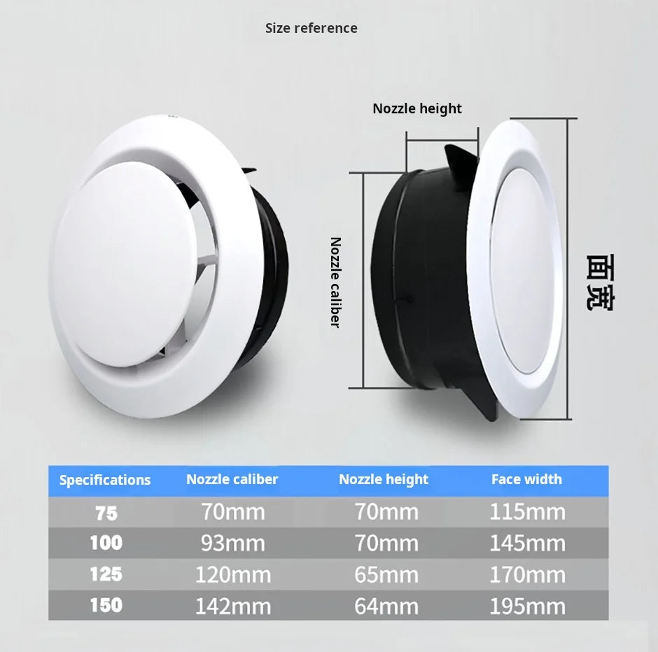 Various Shapes Air Vent Extract Valve Grille Air Circulation Vents Cover 100/150mm Round Ducting Ventilation Cover Accessories