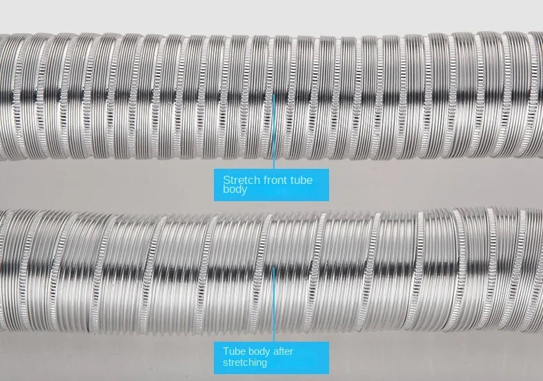 ∅70mm 1m Aluminum Semi-flexible Pipe with Stainless Steel Connector Smoke Exhaust Tube of Water Heater/Bathroom Ventilation Duct