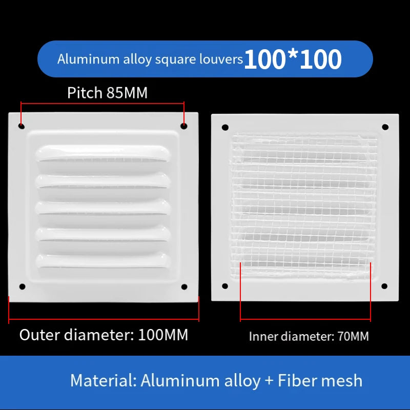 1Pcs Aluminum Alloy Rainproof Louver Vent Grille Cover for Wall Exhaust Outlet, Perforated Ventilation Heat Dissipation Dust