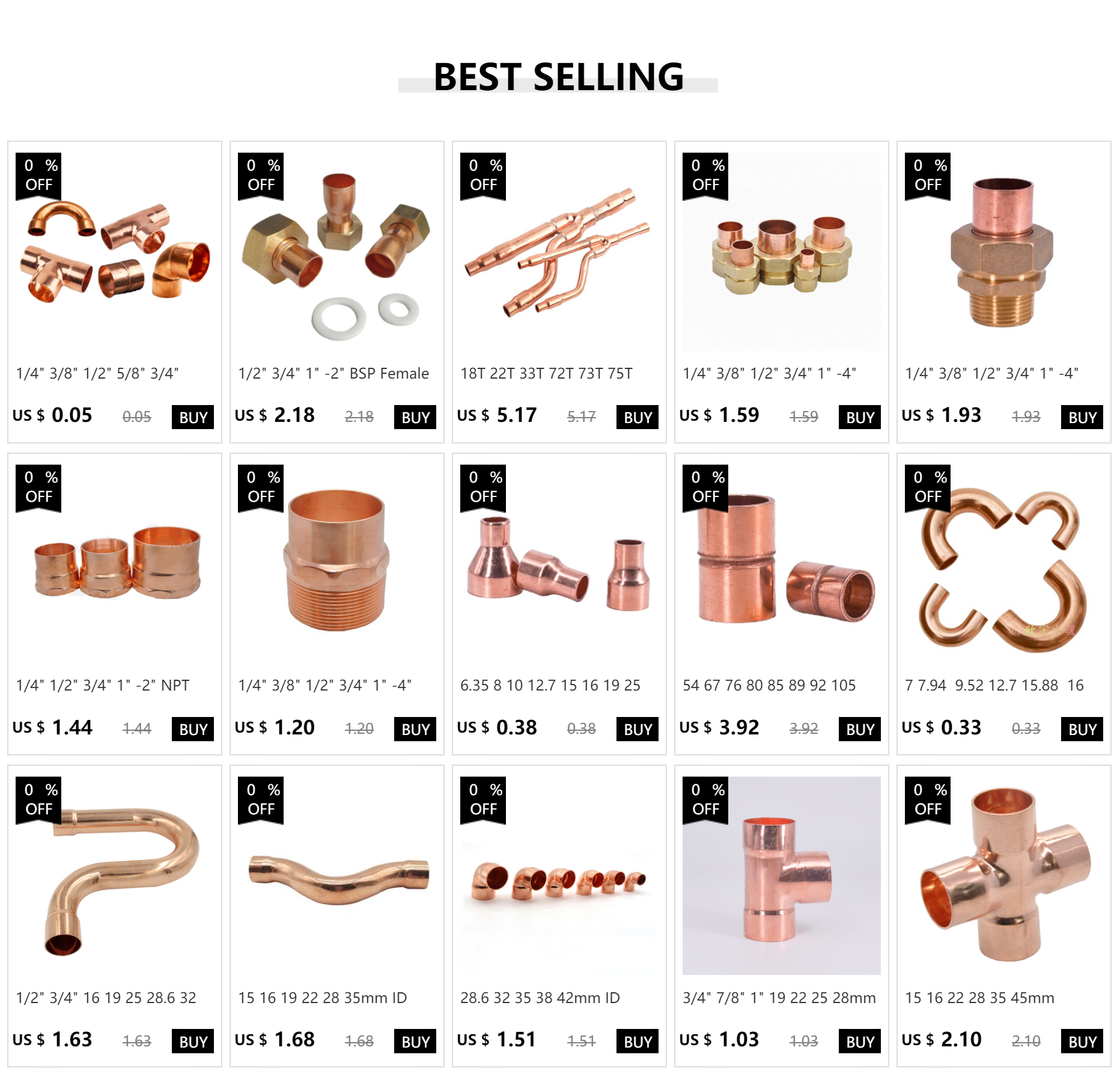 6.35 8 10 12.7 15 16 19 25 28 32mm Pure Copper End Feed Solder Reducer Plumbing Pipe Fitting Connector Coupler Air Conditioner