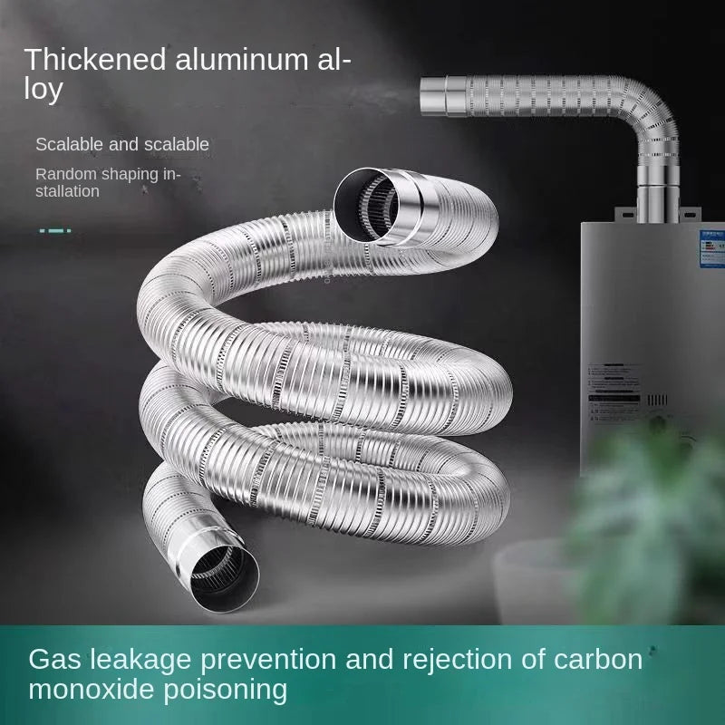 ∅70mm 1m Aluminum Semi-flexible Pipe with Stainless Steel Connector Smoke Exhaust Tube of Water Heater/Bathroom Ventilation Duct