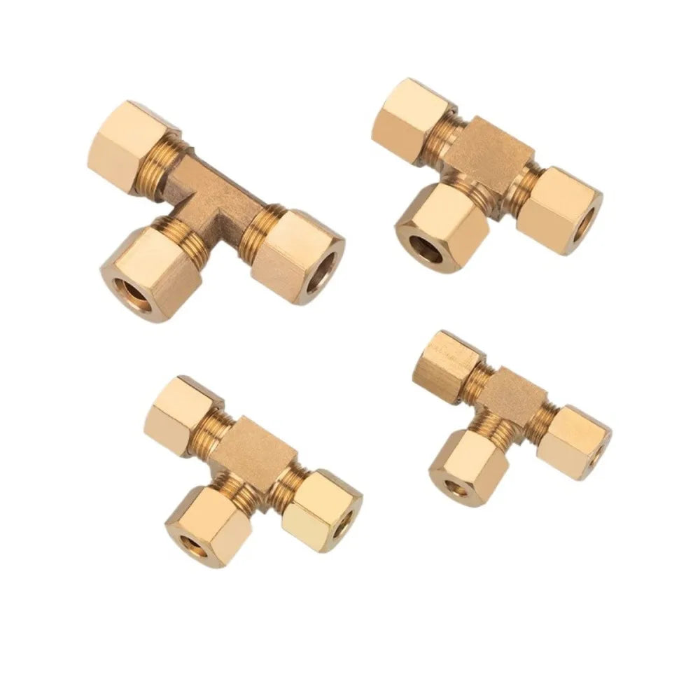 3.175-15.88mm 1/8 3/16 1/4 5/16 3/8 1/2 5/8" Inch Pipe Brass Tee 3 Way Compression Union Tube Fitting Water Gas Oil Connector