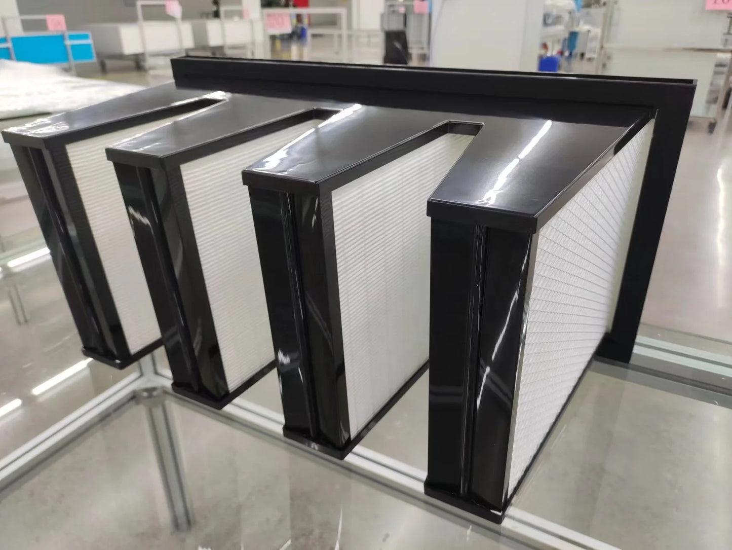 Multi Functional Quality Assurance Plastic Frame Mushroom V Bank Compact H14 Hepa Filter