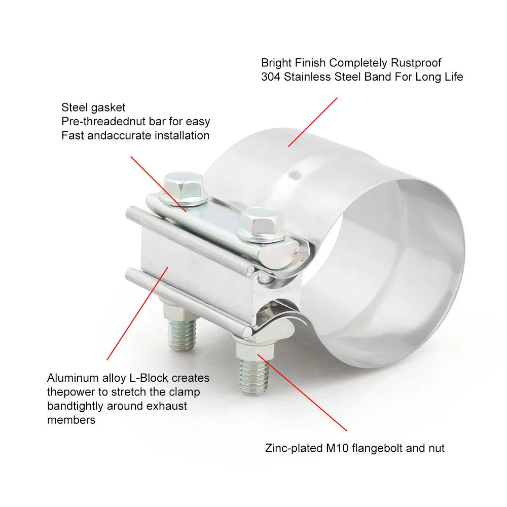 For Pipes,Mufflers,Catalytic Converters Exhaust Clamp,Lap Joint Band Clamp Stainless Steel