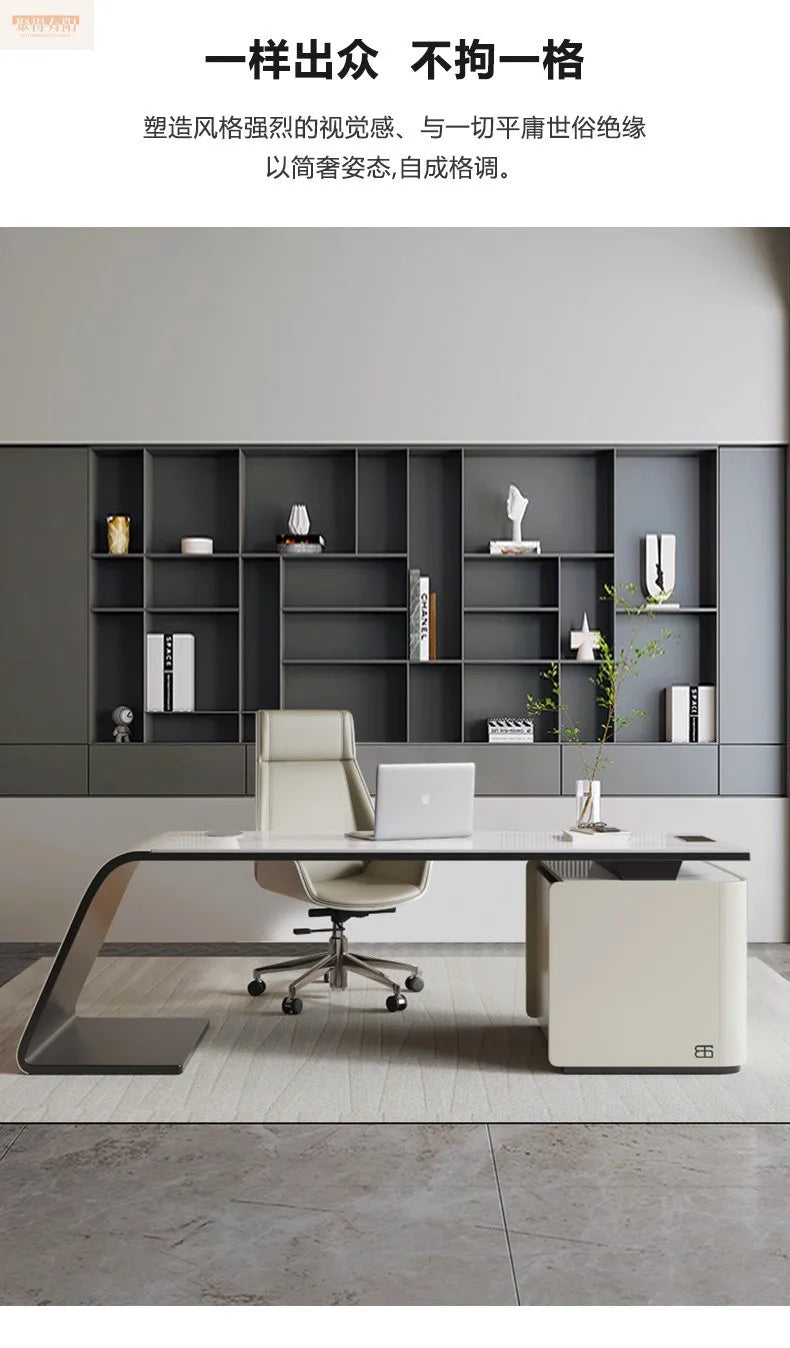 Italian high-end designer large long boss table corner solid wood light luxury minimalist desk living room desk computer table