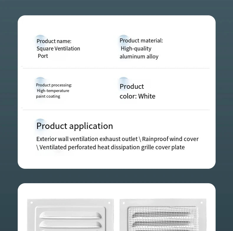 1Pcs Aluminum Alloy Rainproof Louver Vent Grille Cover for Wall Exhaust Outlet, Perforated Ventilation Heat Dissipation Dust