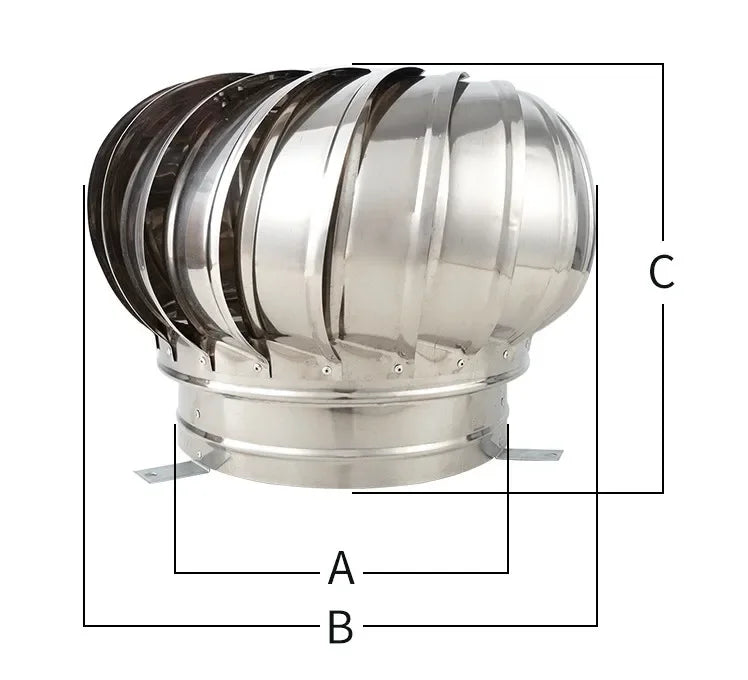 304 Stainless Steel Roof Ventilator Wind Turbines Air Vent Attic Ventilator 110mm 150mm 200mm Pipefit Roof Ventilating Fan