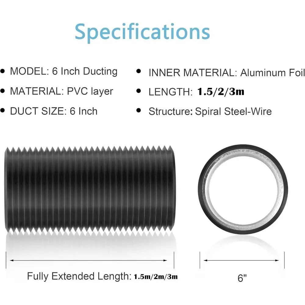 Flexible 6 inch Dryer Vent Hose Insulated Aluminum Foil Air Ducting 3 Layer Protection Heavy-Duty Exhaust Pipe Heating Cooling