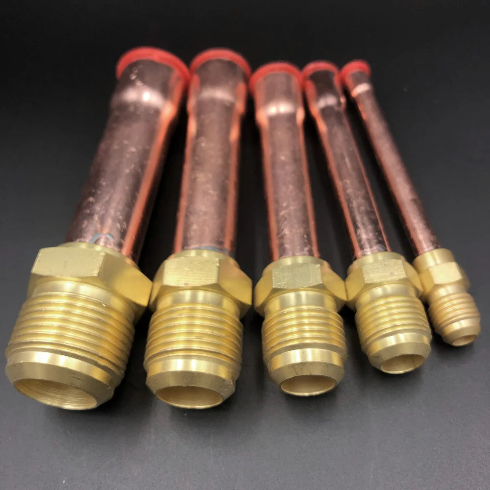 45 Deg SAE-Standard 1/4" 3/8" 1/2" 3/4" Flare Brass Fitting &amp; Copper Tube End Feed Coupler Connector Adapter Air conditIoner