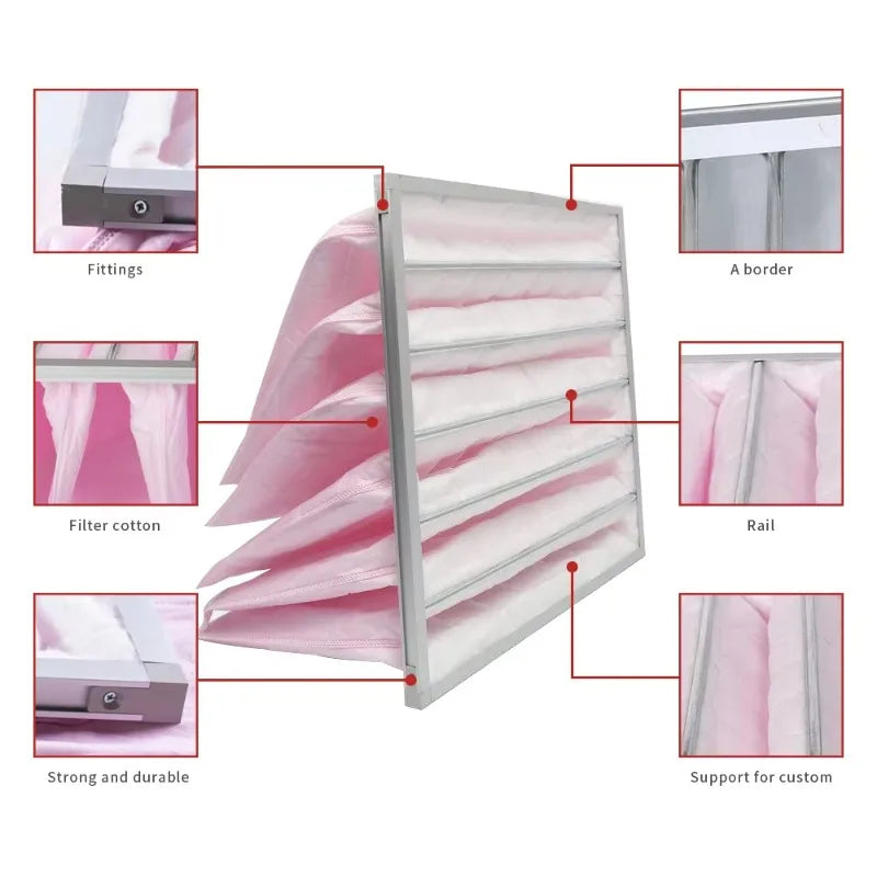 Universal F8 medium efficiency bag filter, high airflow capacity