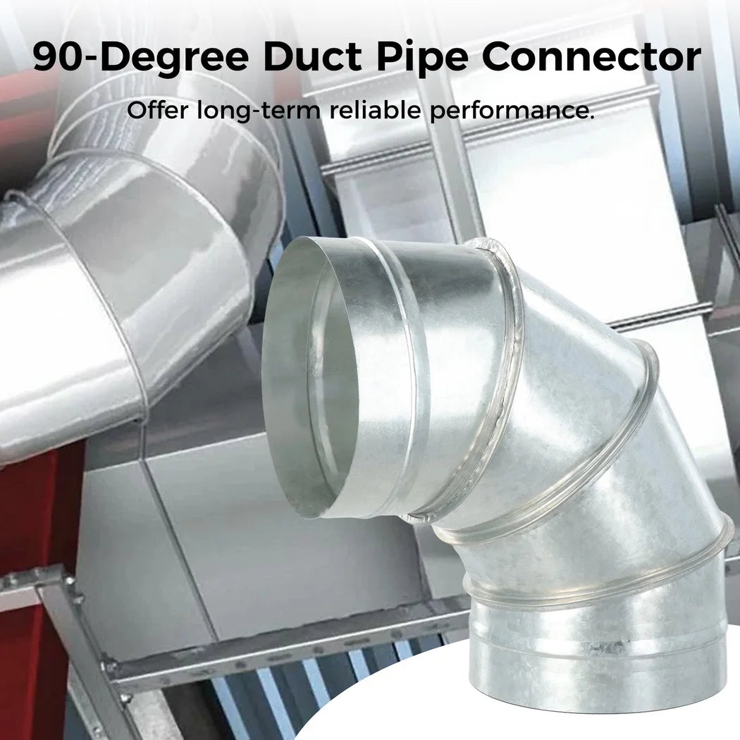 90 Degree Elbow Pipe 6" Galvanized Metal Duct Pipe Connector Stainless Steel HVAC Elbow Pipe Single Wall Ducting Fitting
