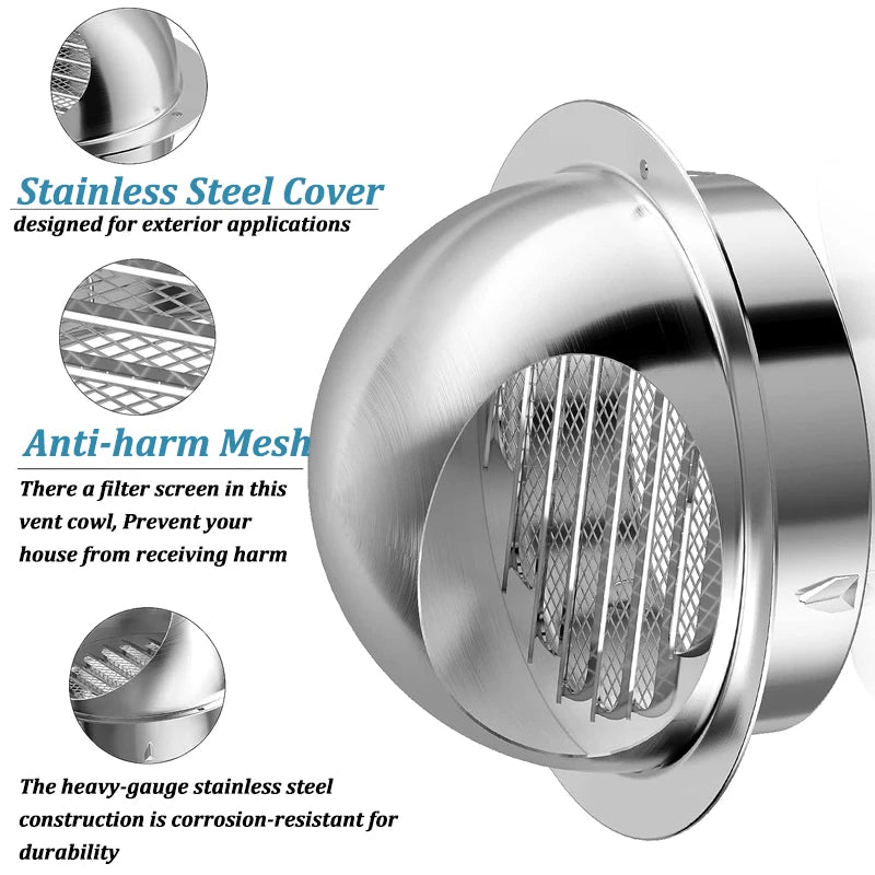 Stainless Steel Ducting Ventilation Exhaust Grille Cover for Wall Ceiling Anti-bird And Rat Prevent Air Vent Heating Cooling Cap