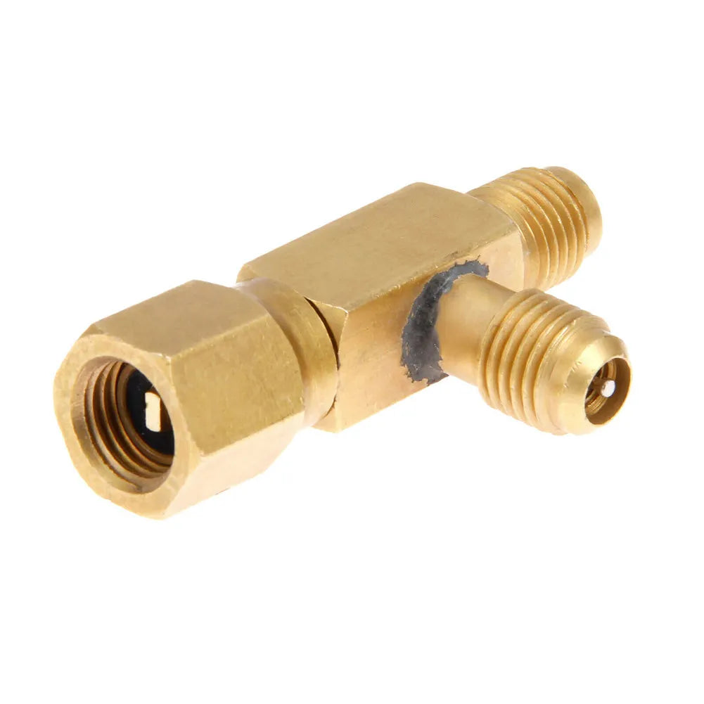 1pc T Type Adapter Tee Adapter 1/4X1/4X1/4" SAE Flare Add Gauge Deep Vacuum Pump/Manifold Set Solid Brass Tee Adapter